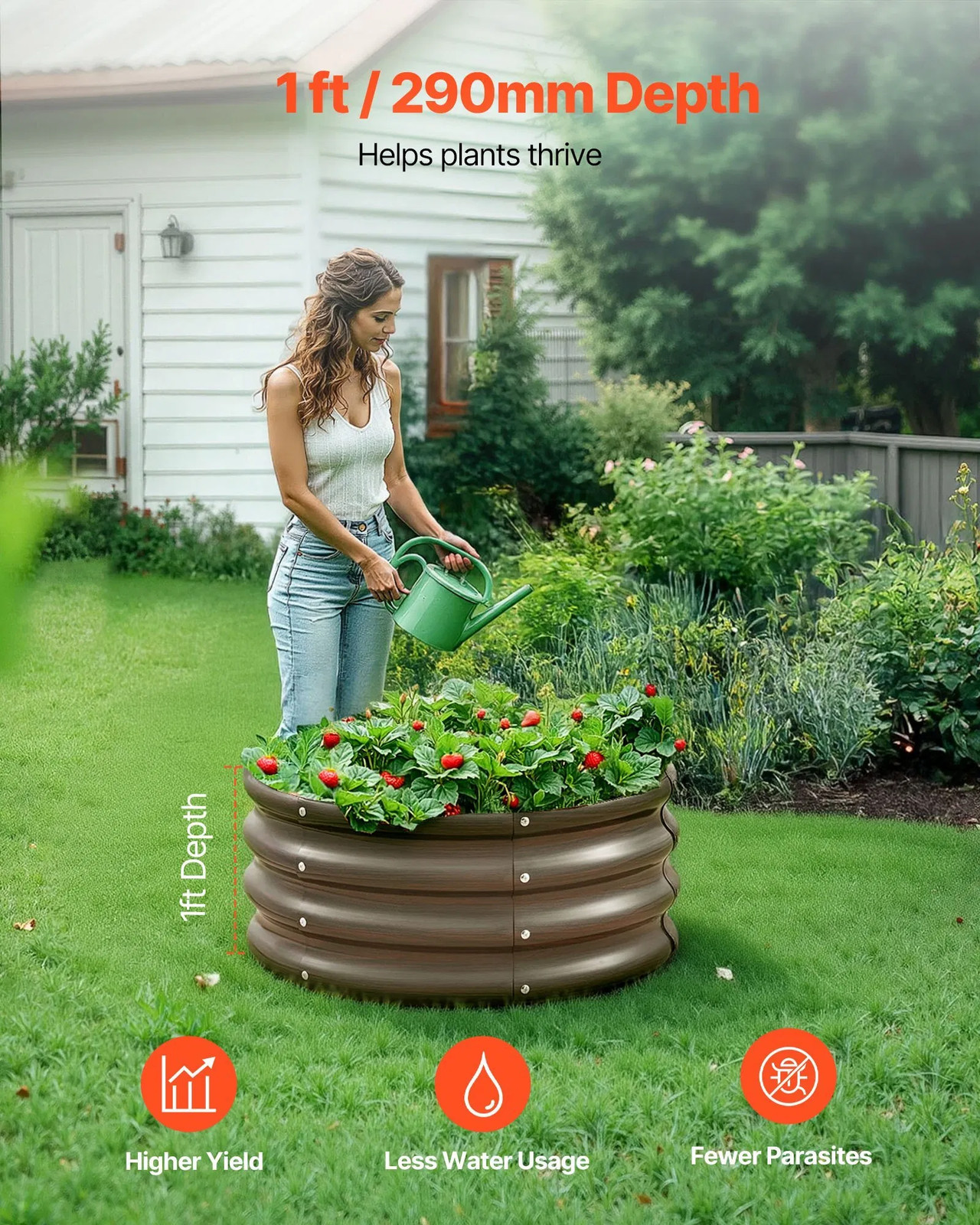 Metal Raised Garden Bed, 3 Pcs 2 x 2 x 1 ft Outdoor Galvanized Planter Garden B