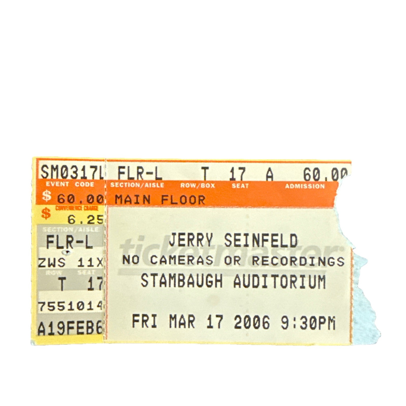 Jerry Seinfeld Ticket Stub 2006