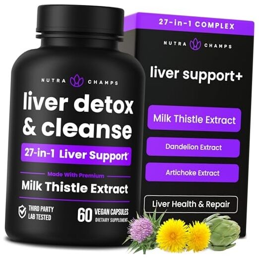  Liver Cleanse Detox & Repair Formula, 20+ Herbs: Milk 60 Count (Pack of 1)