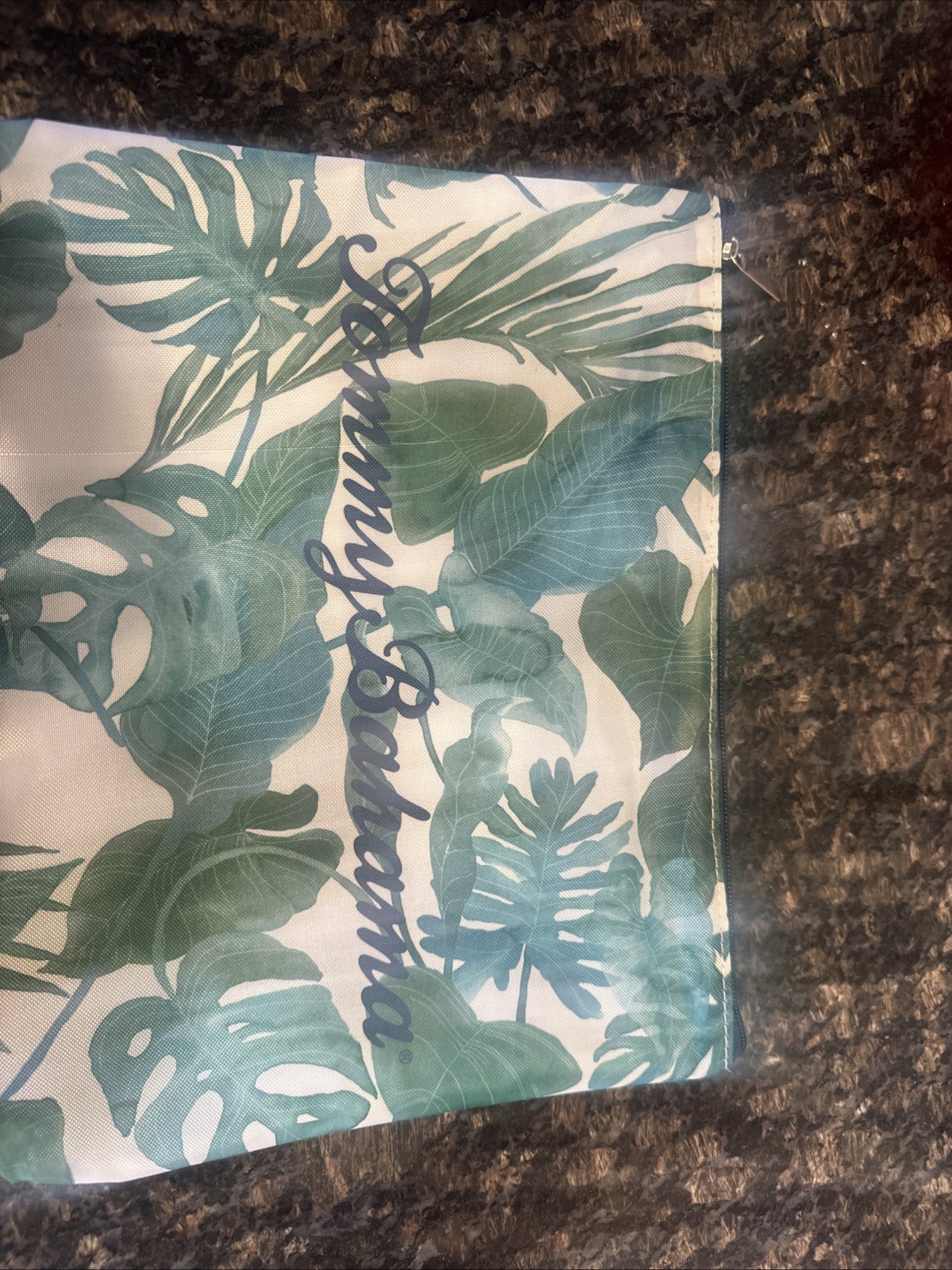 New Tommy Bahama Green Palm Leaves Travel or Swim Waterproof Slim Zip Top Bag