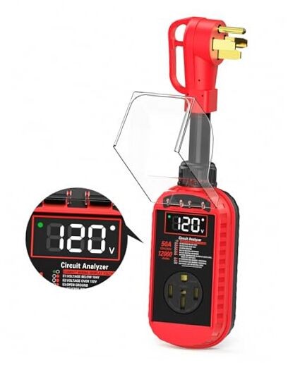 12,000J 50 Amp RV Surge Protector with Auto Shutoff & Reset, Smart RV Surge 