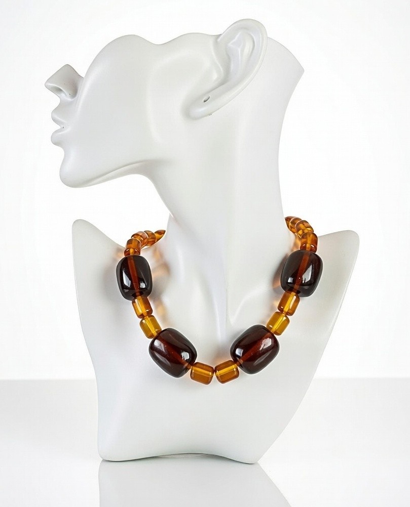 Long Vintage Chunky Genuine UV Tested Baltic Amber Beads Necklace, 115 gr, 23.5"