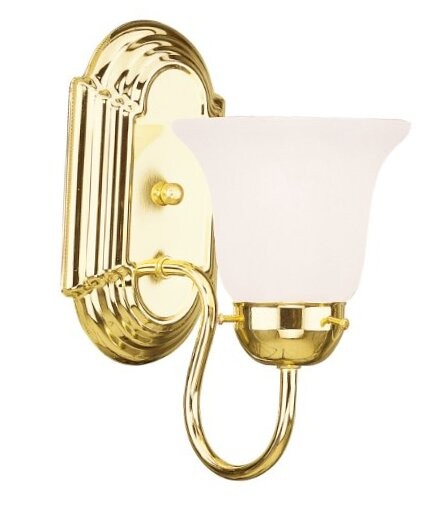  Lighting 1071-02 Riviera 1-Light Bath Light, Polished Brass , White, 5 x 8 x 