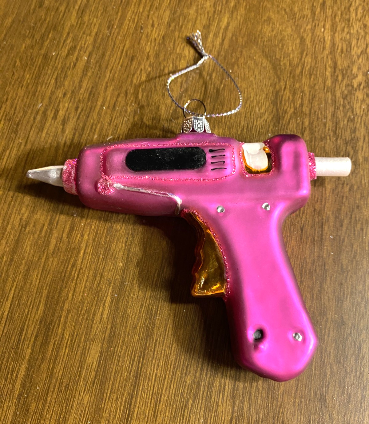 Blown Glass Purple Glue Tool Crafts Christmas Ornament 5"