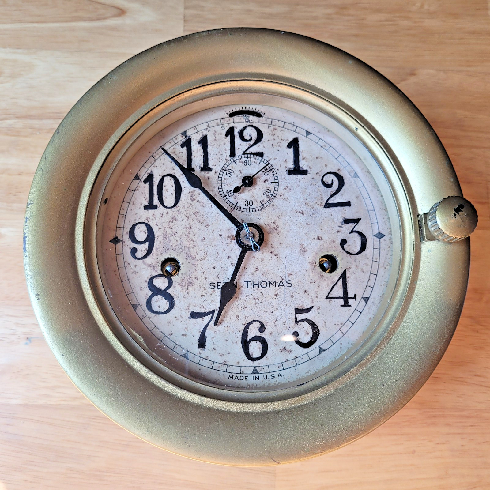 Antique/Vintage Seth Thomas Brass Maritime Ships Clock, R20704, 1916 Inscription