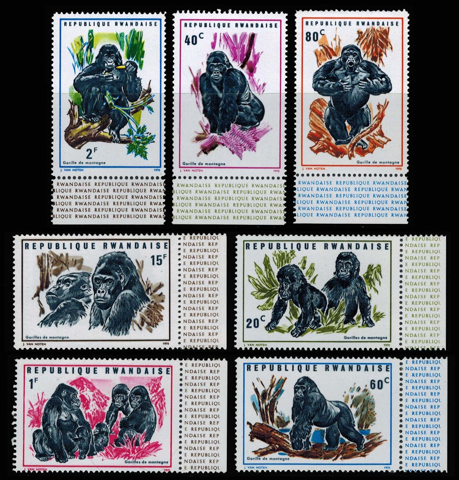 Rwanda Scott 359-366 Mint never hinged.