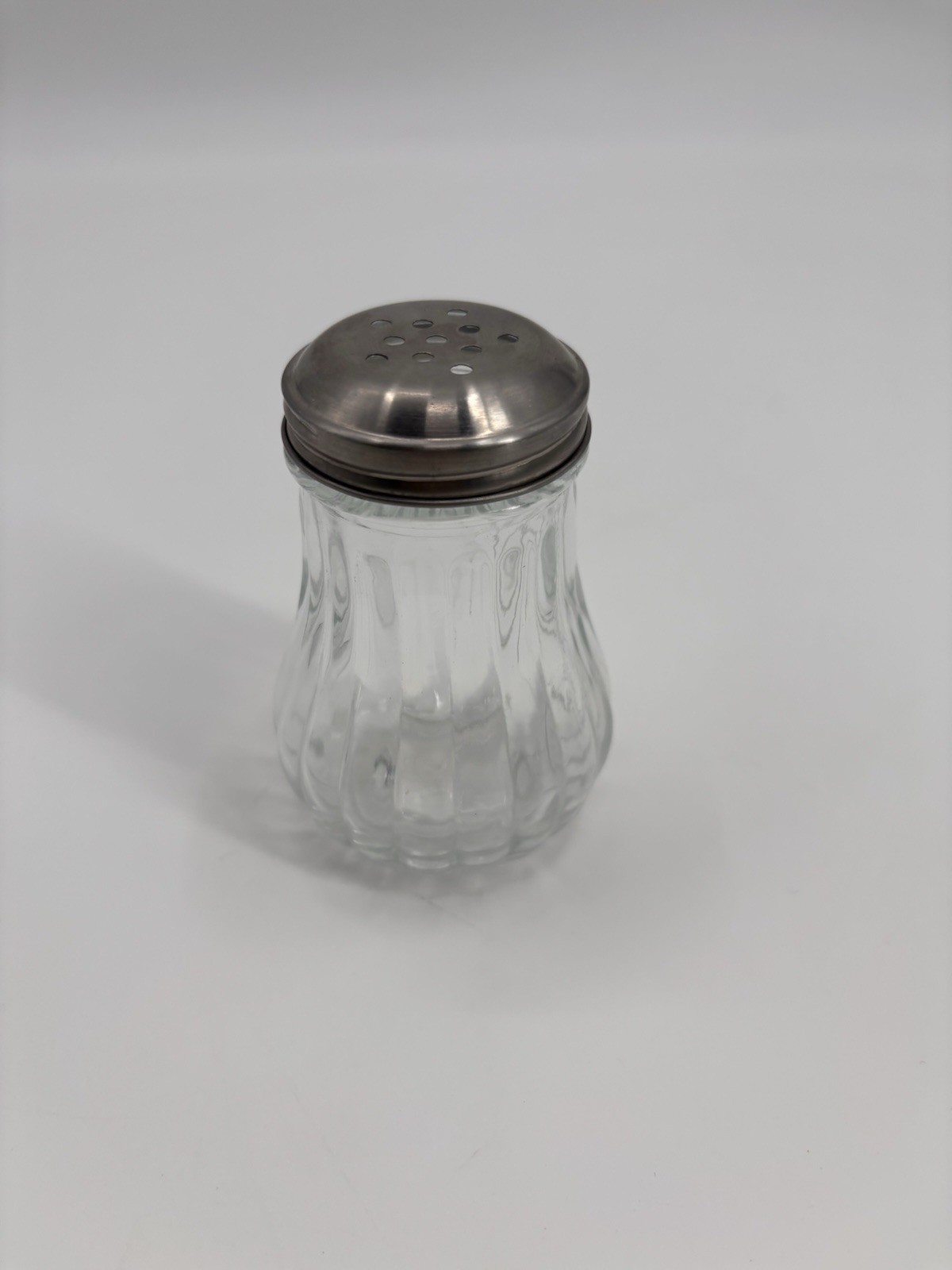 Vintage Anchor Hocking Ribbed Clear Glass Restaurant Cafe Cheese Pepper Shaker