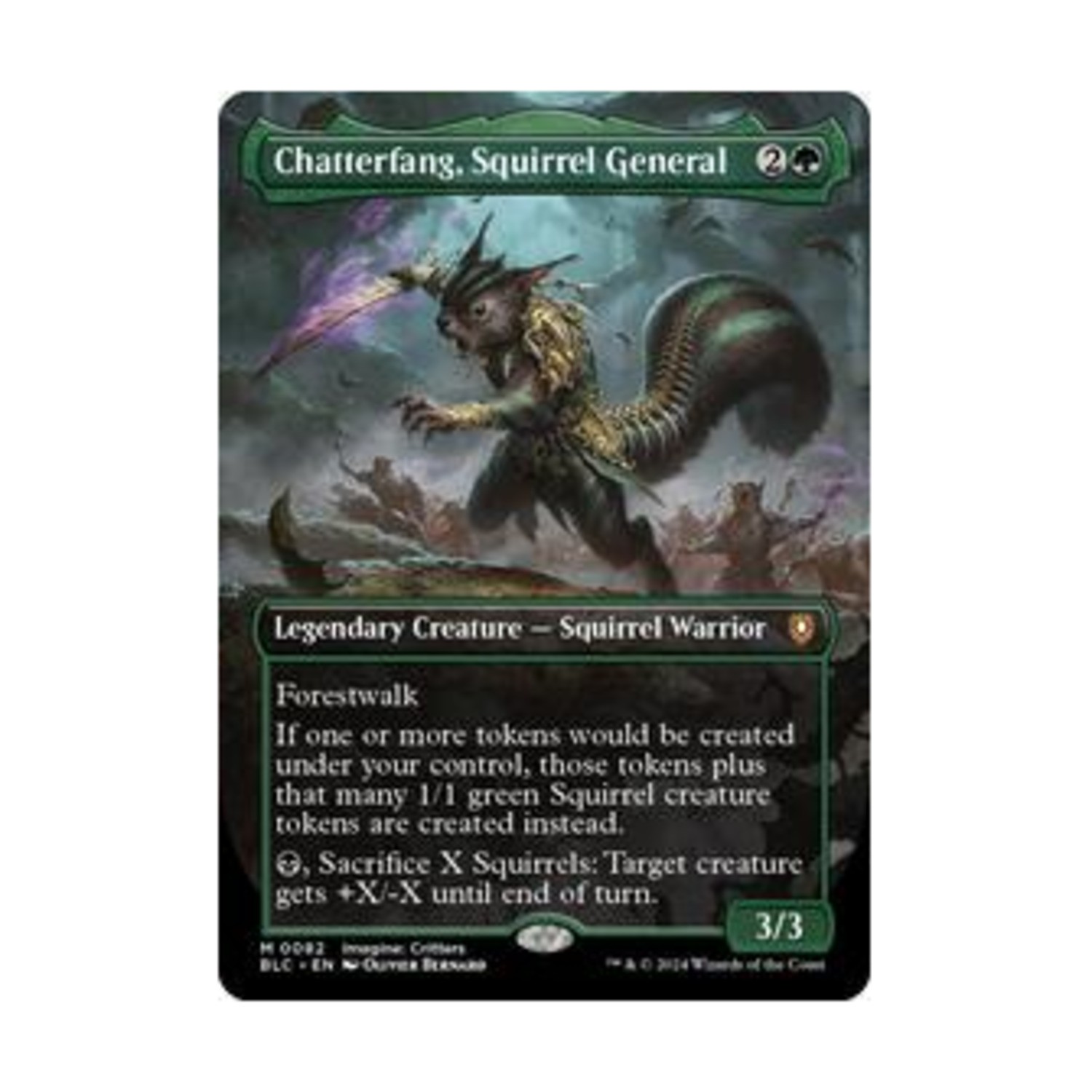 WotC Commander: Bloombur  Chatterfang, Squirrel General (Borderless) (MR) ( NM