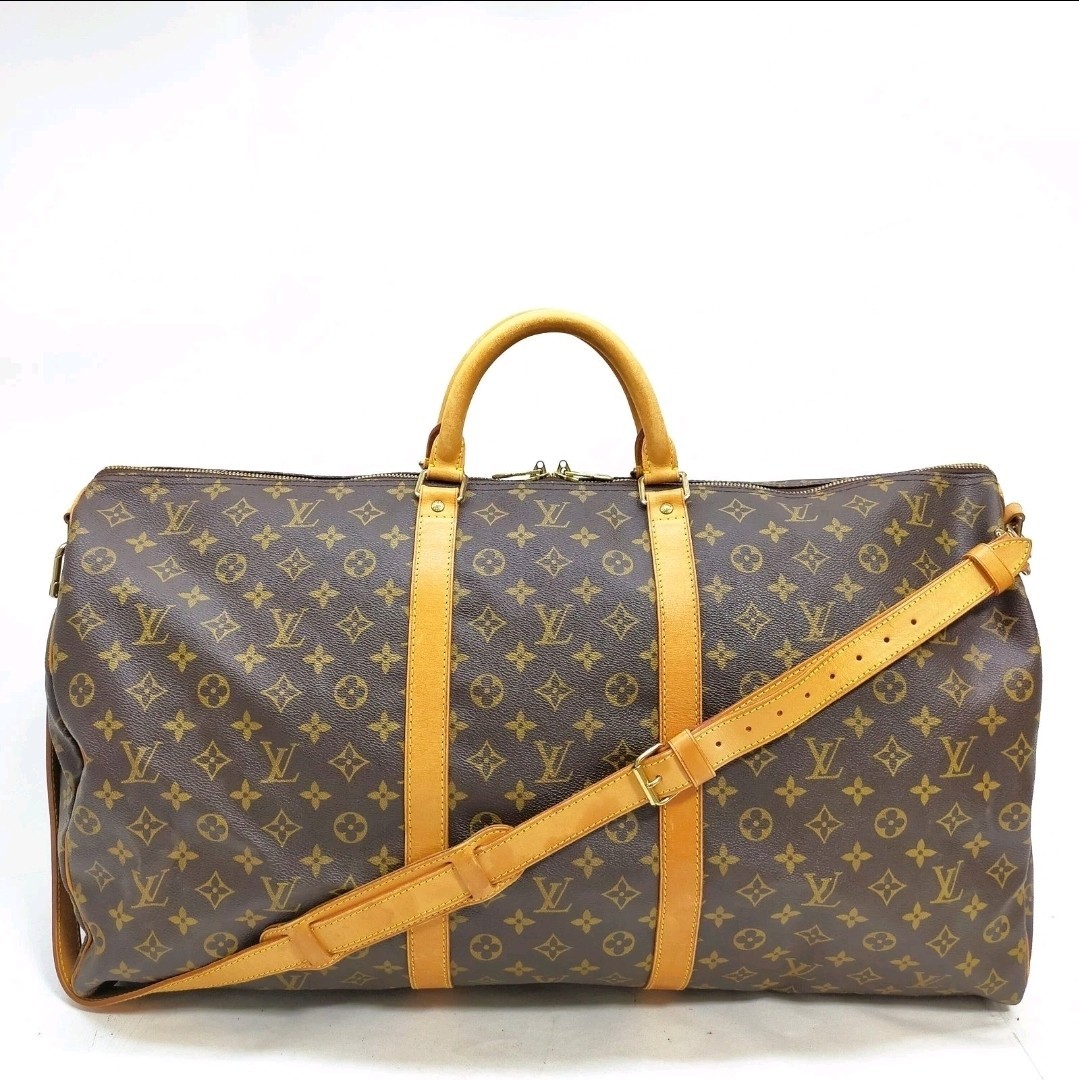 Louis Vuitton LV Boston Bag Keepall Bandouliere 60 Brown Monogram 