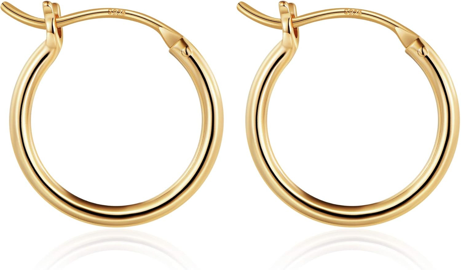 Gold Plated Hoop Earrings for Women - Hypoallergenic 14K Gold Plated Hoops Earri