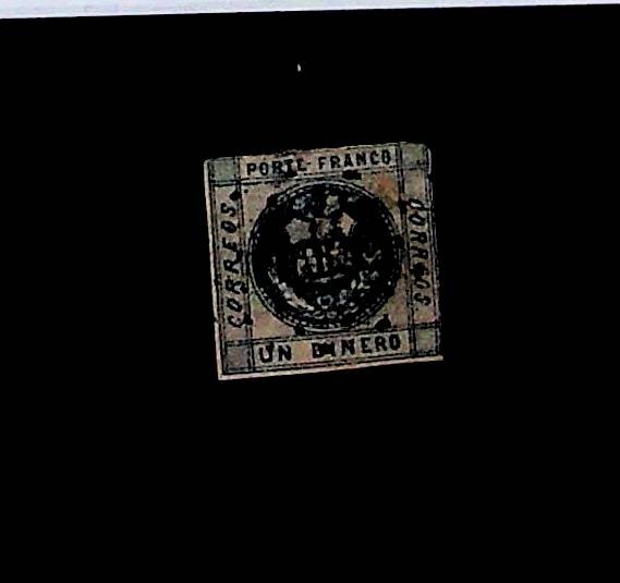 PERU Sc 3 USED ISSUE OF 1858 - ARMS - Sc$47.50 - (RM26)