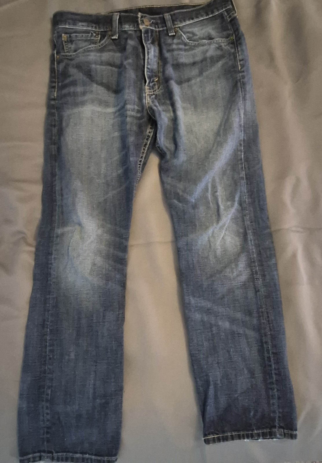 Levis 513 Modern Slim Fit Jeans 34x30 Light Wash Blue Distressed Stretch Denim