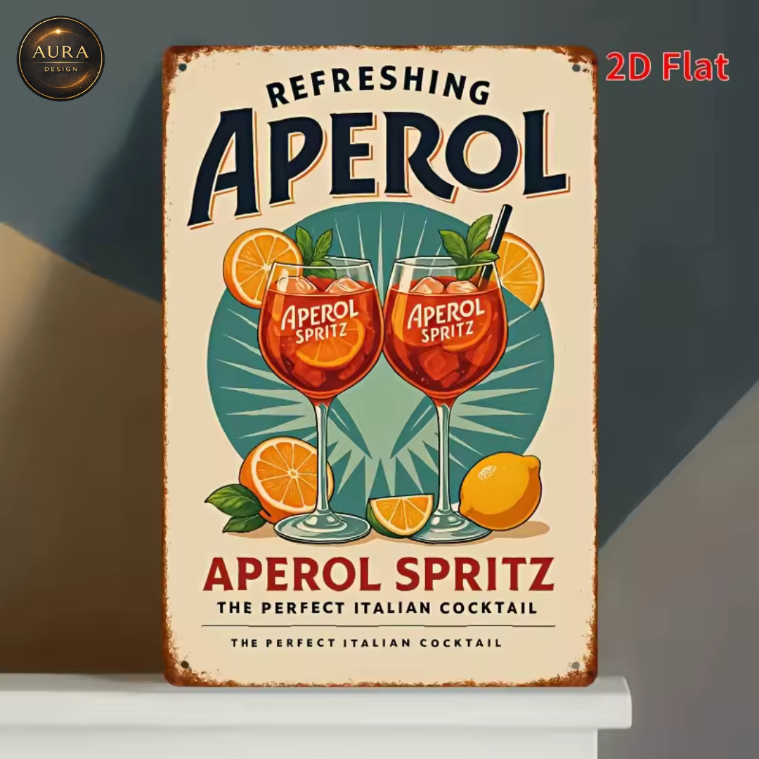 Aperol Spritz Metal Decorative Plaque - Vintage Wall Art Poster