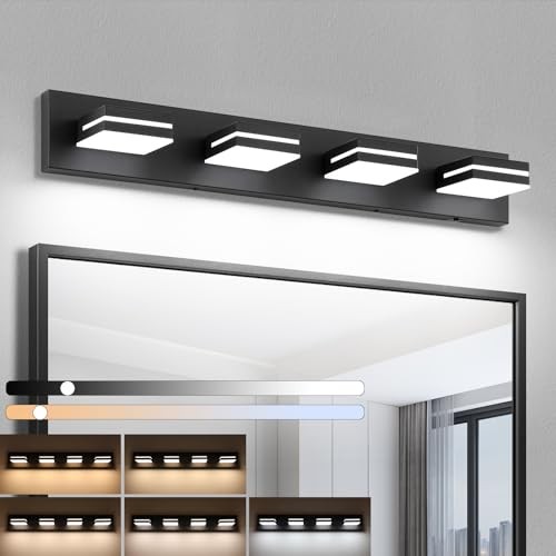 Bathroom Vanity Lighting Fixtures Over 4-Light，30-Inch Black- 5CCT Dimmable