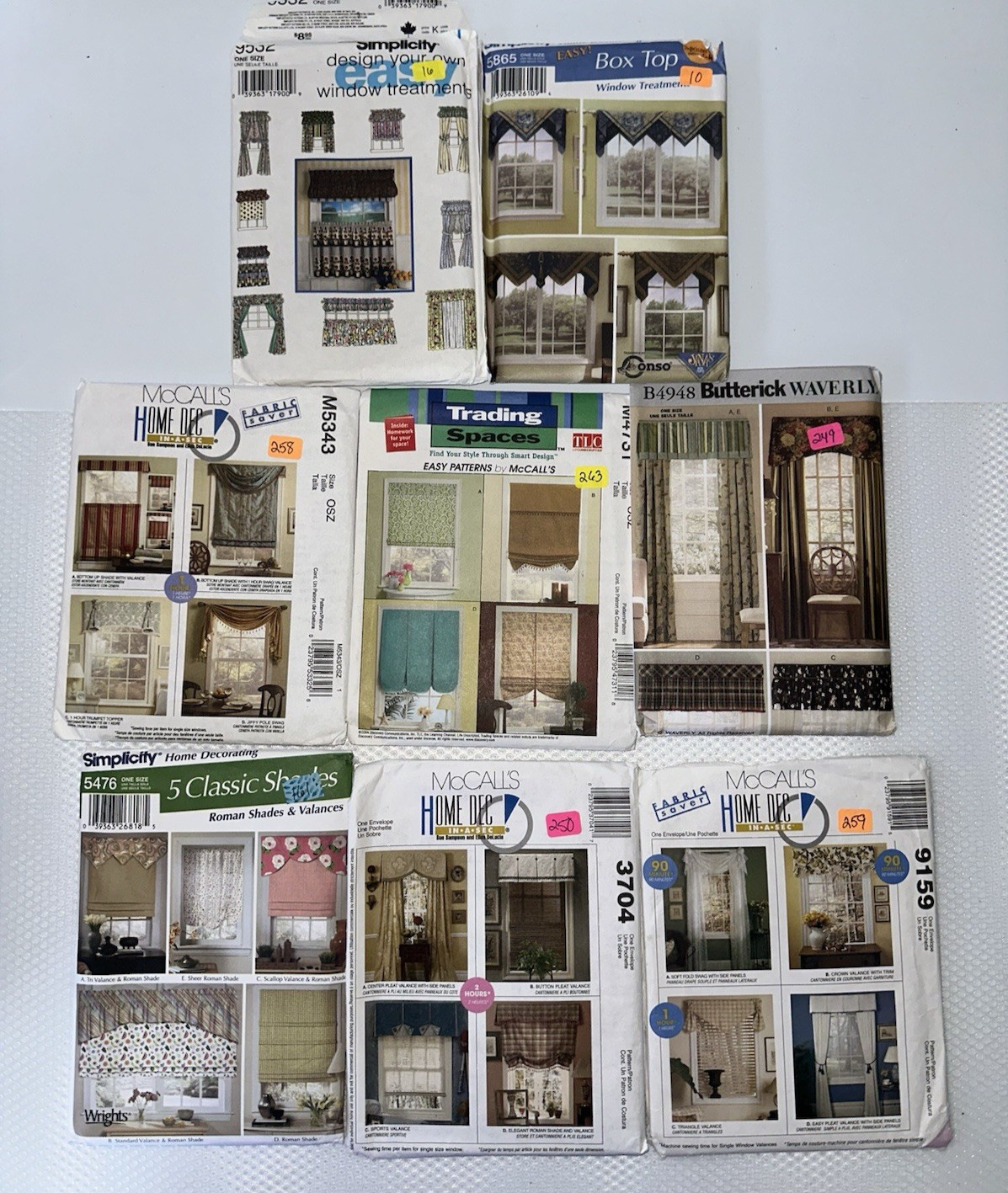 Lot of 8 Sewing Patterns, Window Treatments, Curtains, Valance Home Decor, UNCUT