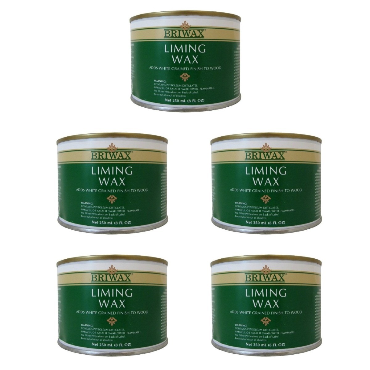 Liming Wax by Briwax, Adds White Grained Finish to Wood, 8 Oz. / 250 ML (5 Pack)