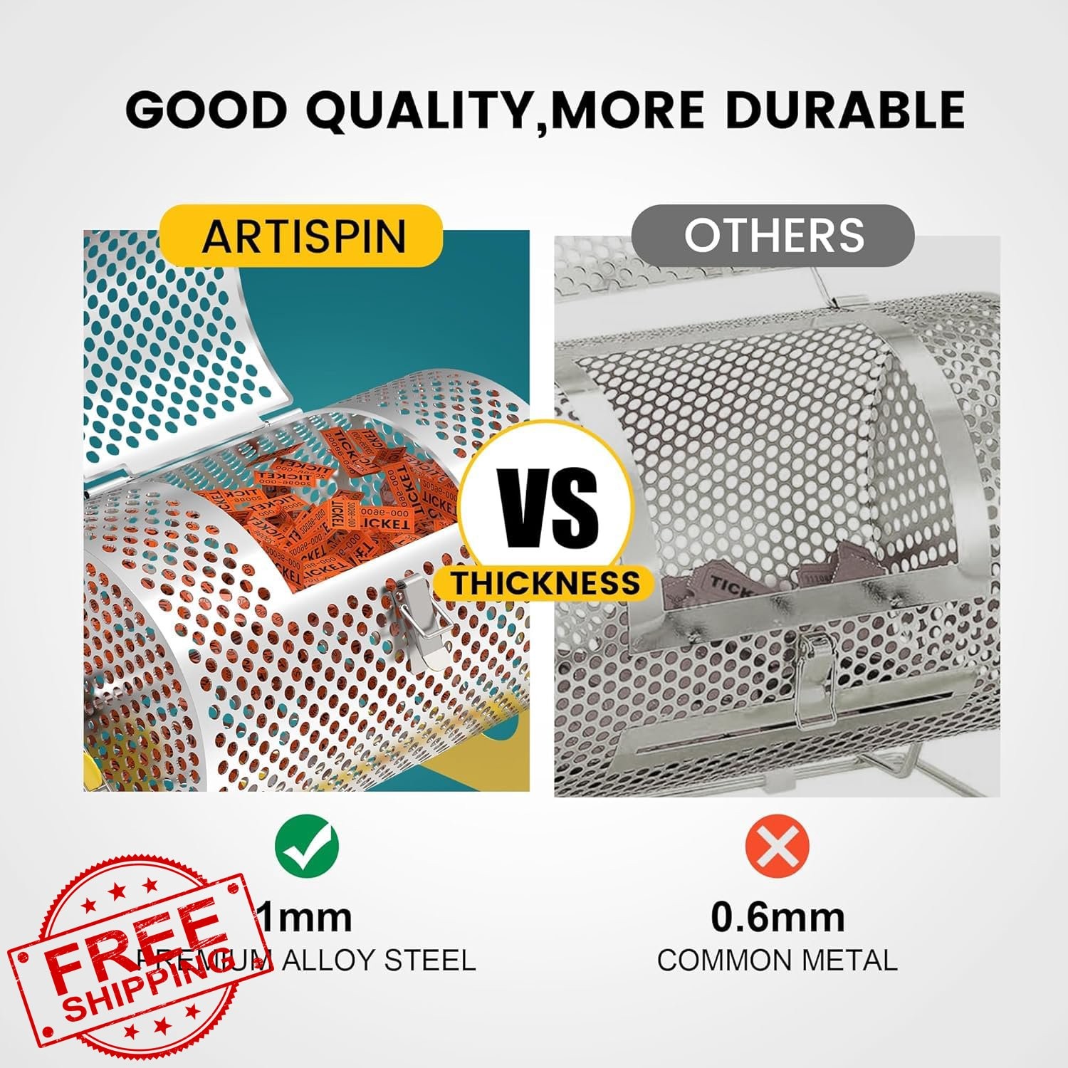 ArtiSpin Raffle Drum Yellow Ticket Spinner Large Capacity