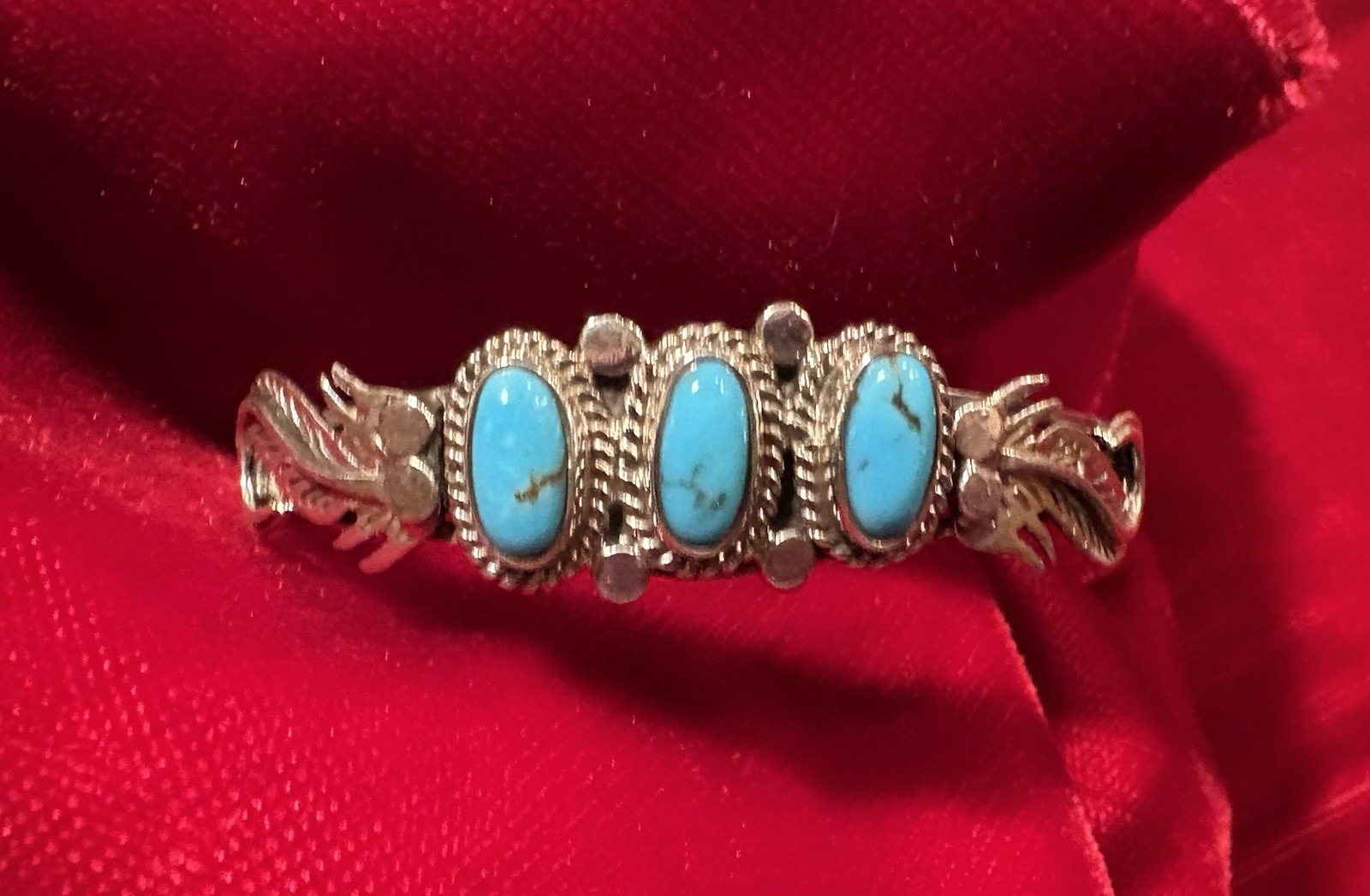 Vintage Native Turquoise Sterling Cuff. See Note In Desc