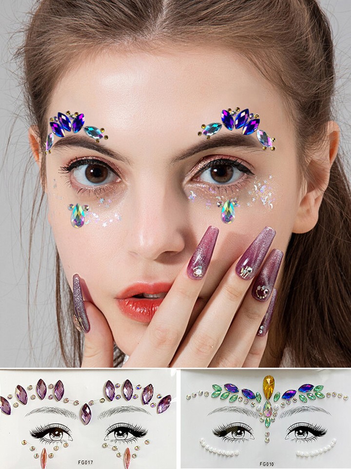 Makeup Face Jewelry Tattoo 3D Diamond Shiny Rhinestones Eyebrow Sticker ∂  ∂
