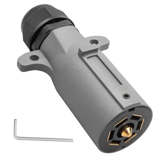  RV 7 Pin Trailer Plug with IP68 Waterproof Seal, Detachable 7 Pin Plug