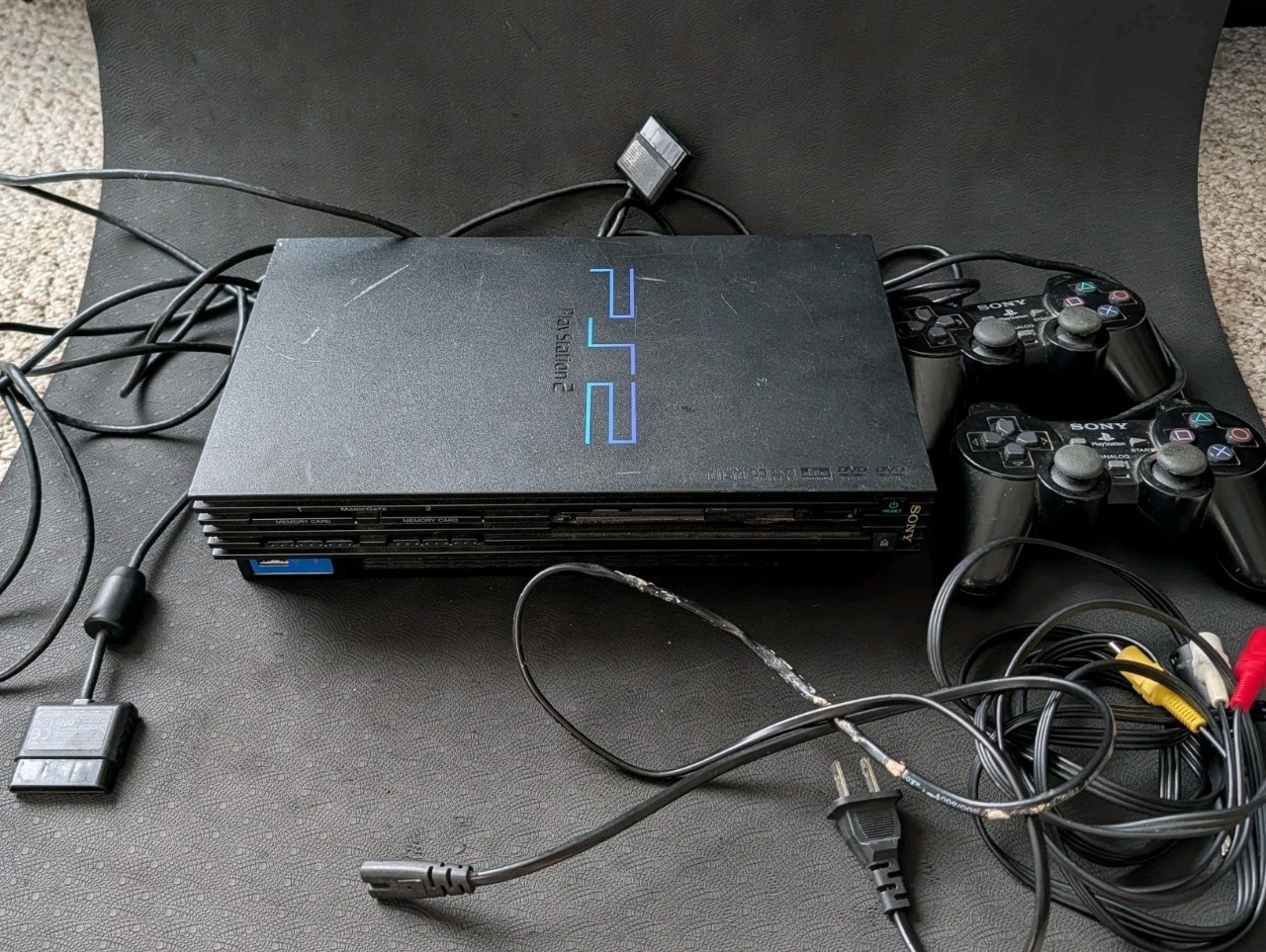 Sony PlayStation 2 Black Console with Controllers & Cables