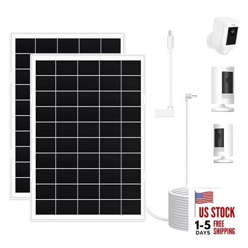 2 Pack 8W Solar Panel for Ring Camera Outdoor Wireless, Compatible with 