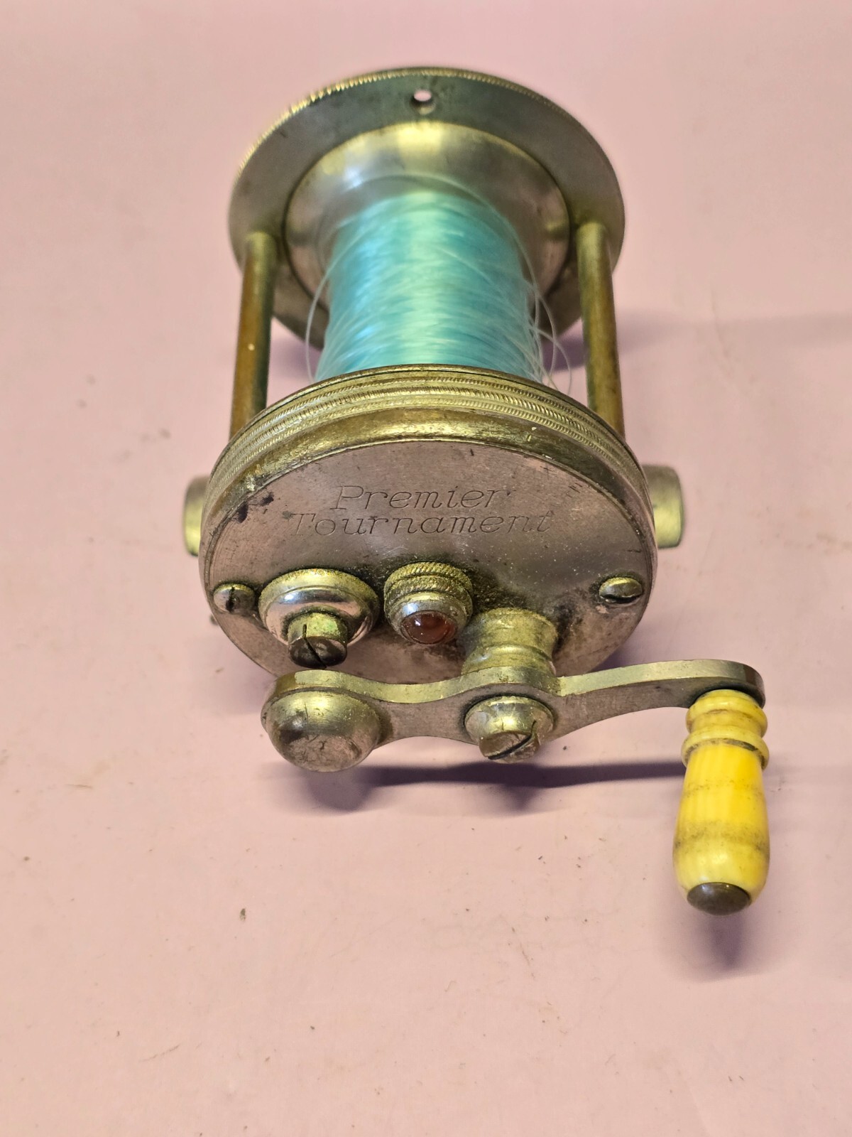 Vintage PREMIER TOURNAMENT Jeweled Spinning Fishing Reel Made in USA 60 YDS