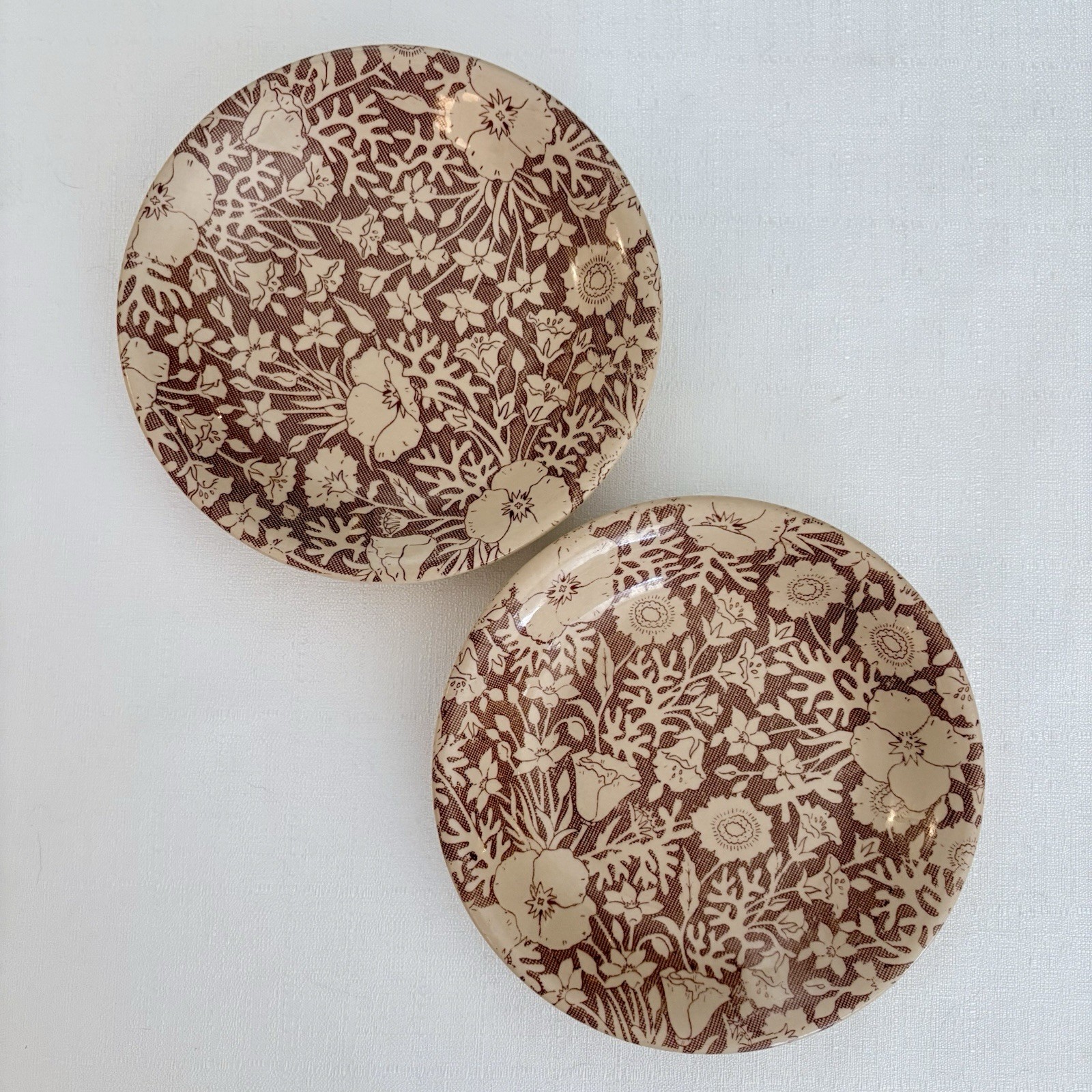 TWO Vtg TEPCO USA Diner  Wildflower  Transferware Soup Plates 7.5”