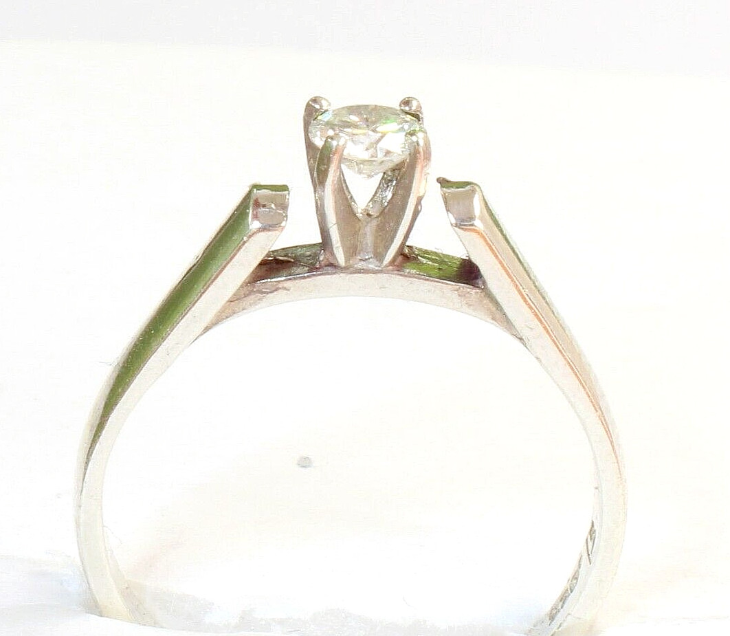 Engagement Ring Size 7 Genuine .25ct Diamond Solitaire Rhodium Plated Silver