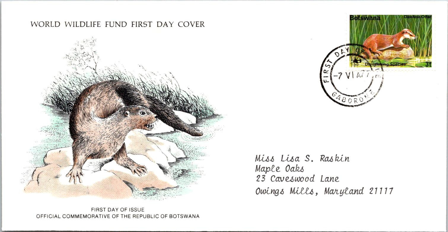 FDC Botswana - Otter Diminishing Species Official Comm. Stamp 1977 - A00061
