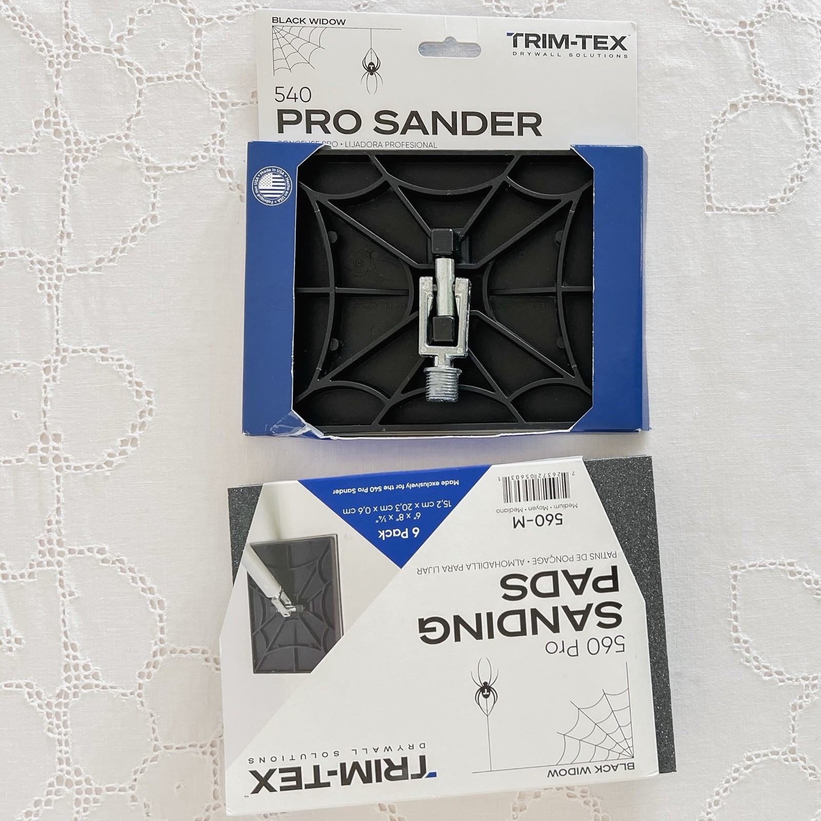 Trim-Tex Black Widow #540 Pro Drywall Sander No‑Flip Design And 6 Sanding Pads