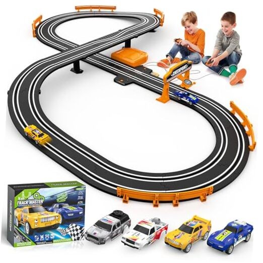 Slot Car Race Track Sets for Boys, Race Car Track with 2 High-Speed Slot 11FT