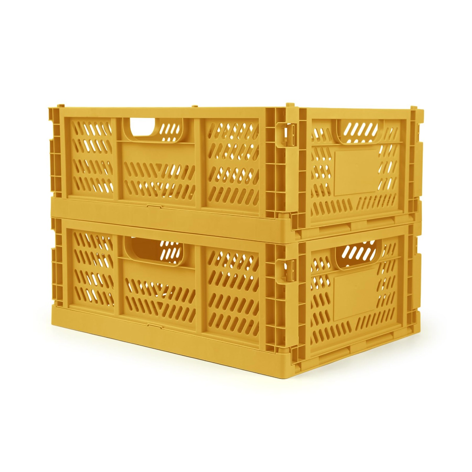2-Pack Crates for Storage, Storage Crates Plastic Stackable, Foldable Crate f...