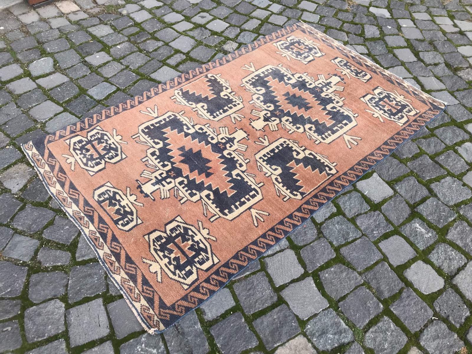 Bohemian Area Rug Handmade Wool Rug Turkish Vintage Traditional Rug 2,9 x 4,9 ft