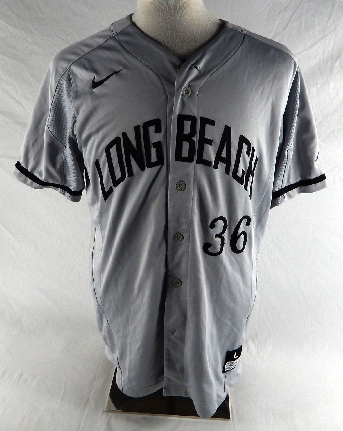 2019 Long Beach State Dirtbags #36 Game Used Grey Jersey Baseball L 654