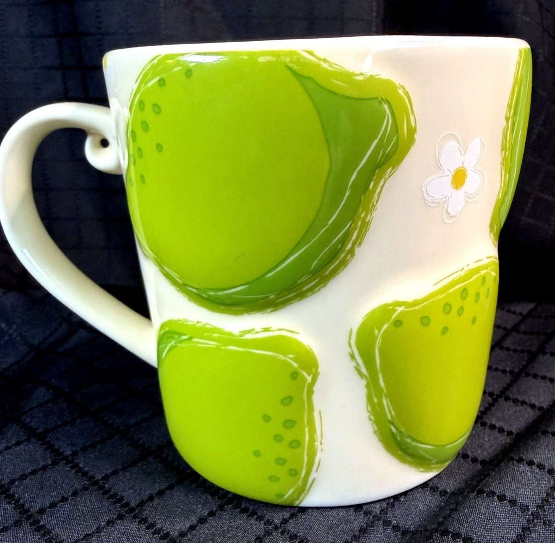 Starbucks 2006 Embossed Limes w/Daisy Flowers Farmhouse Coffee Tea Cup Mug 16 OZ