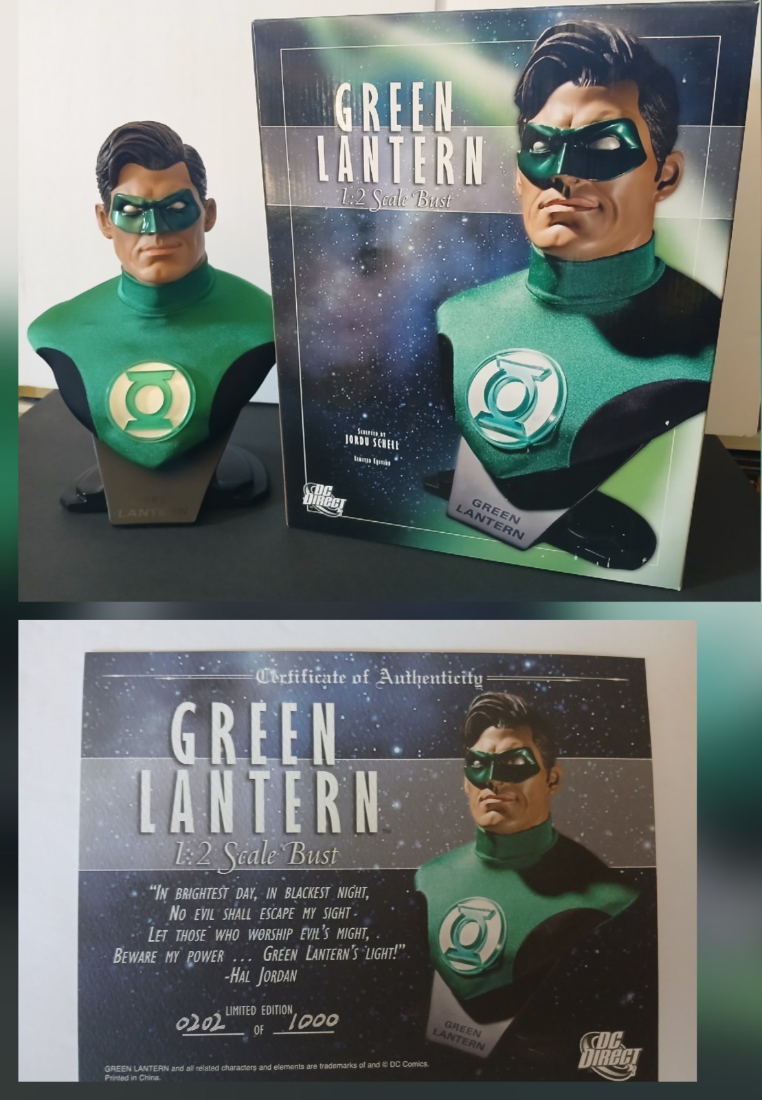 DC Comics Bust 1/2 Scale Green Lantern by Jordu Schell Dc Direct #202 w/ CoA