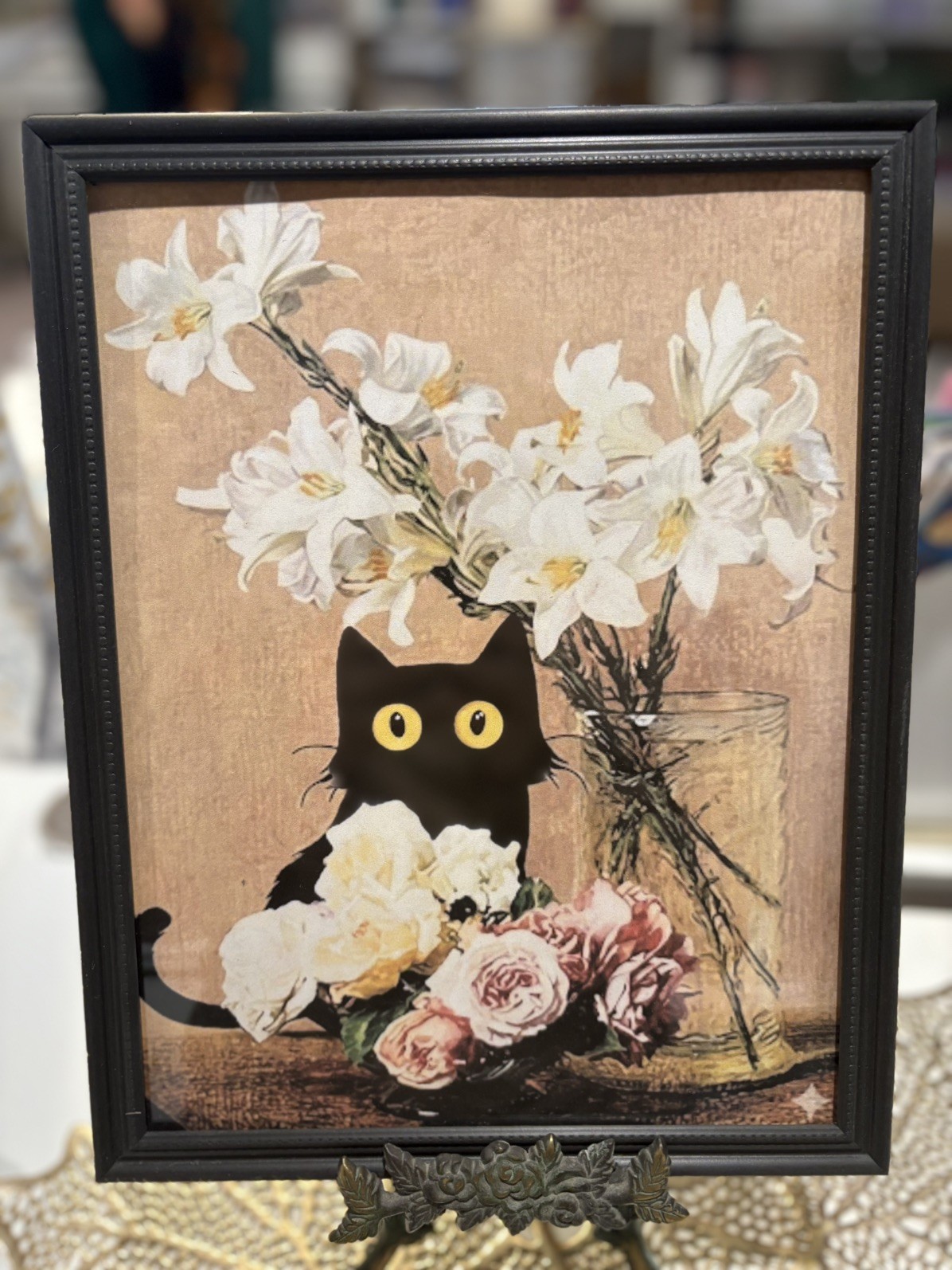 Henri Fantin Latour Roses and Lilies Still Life Framed  8x10 Cat Art Print