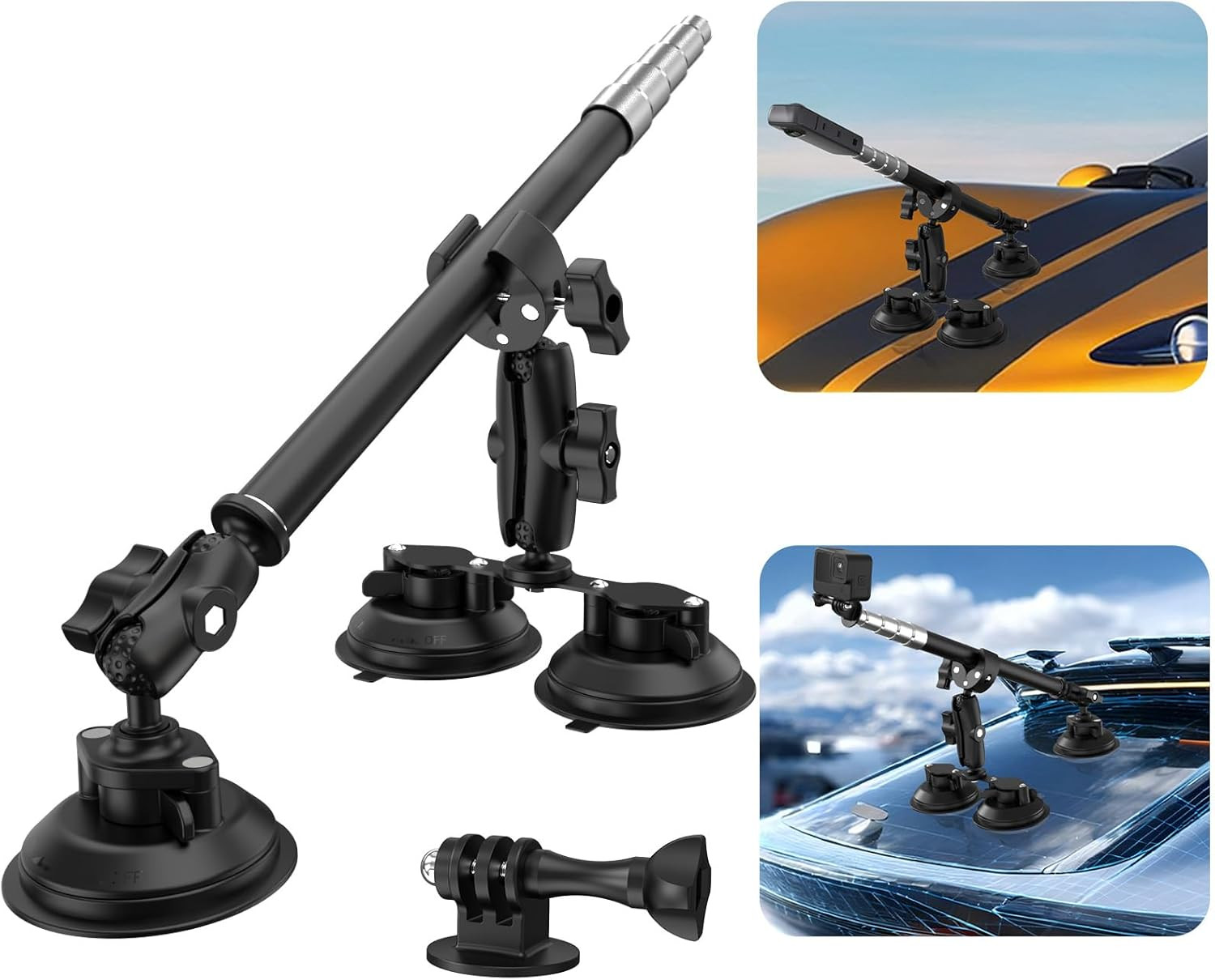 Suction Car Mount 360 Camera for Car for Insta360 Car Mount X5/X4/X3/X2/Go 3/One