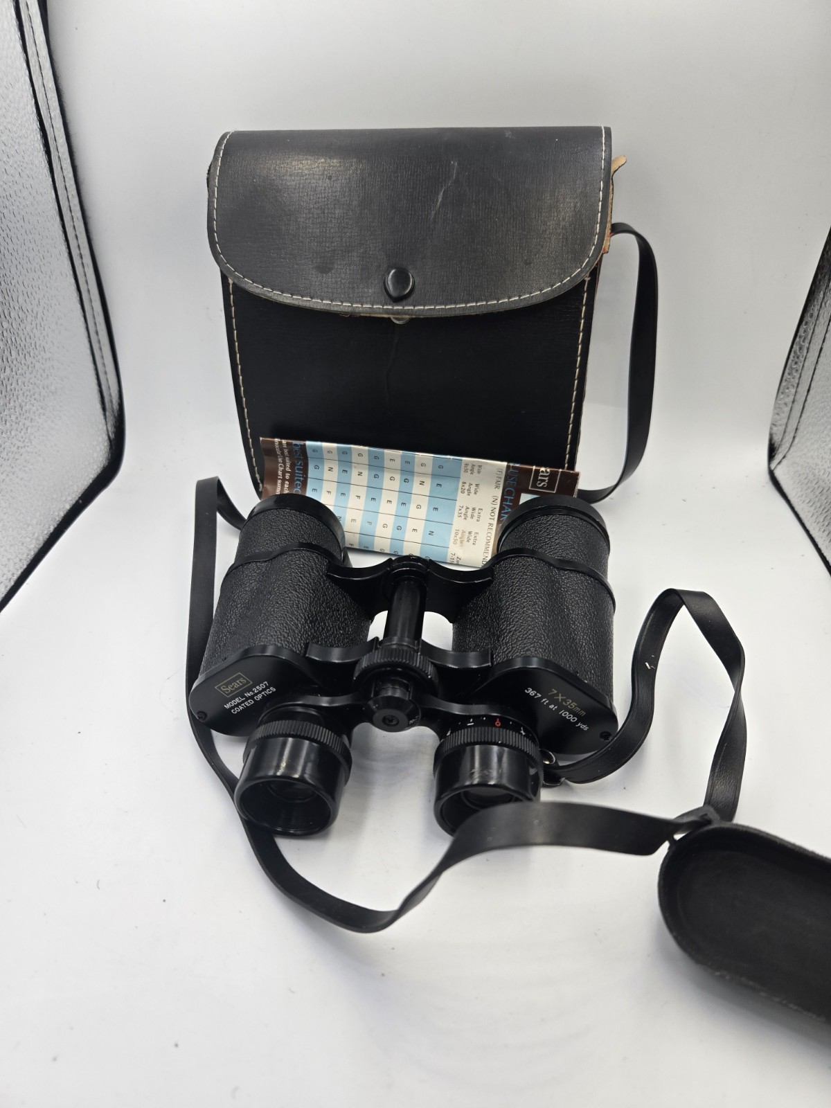 VINTAGE SEARS BINOCULARS 7X35MM COATED OPTICS 367ft AT 10000yds MODEL 2507 VGD