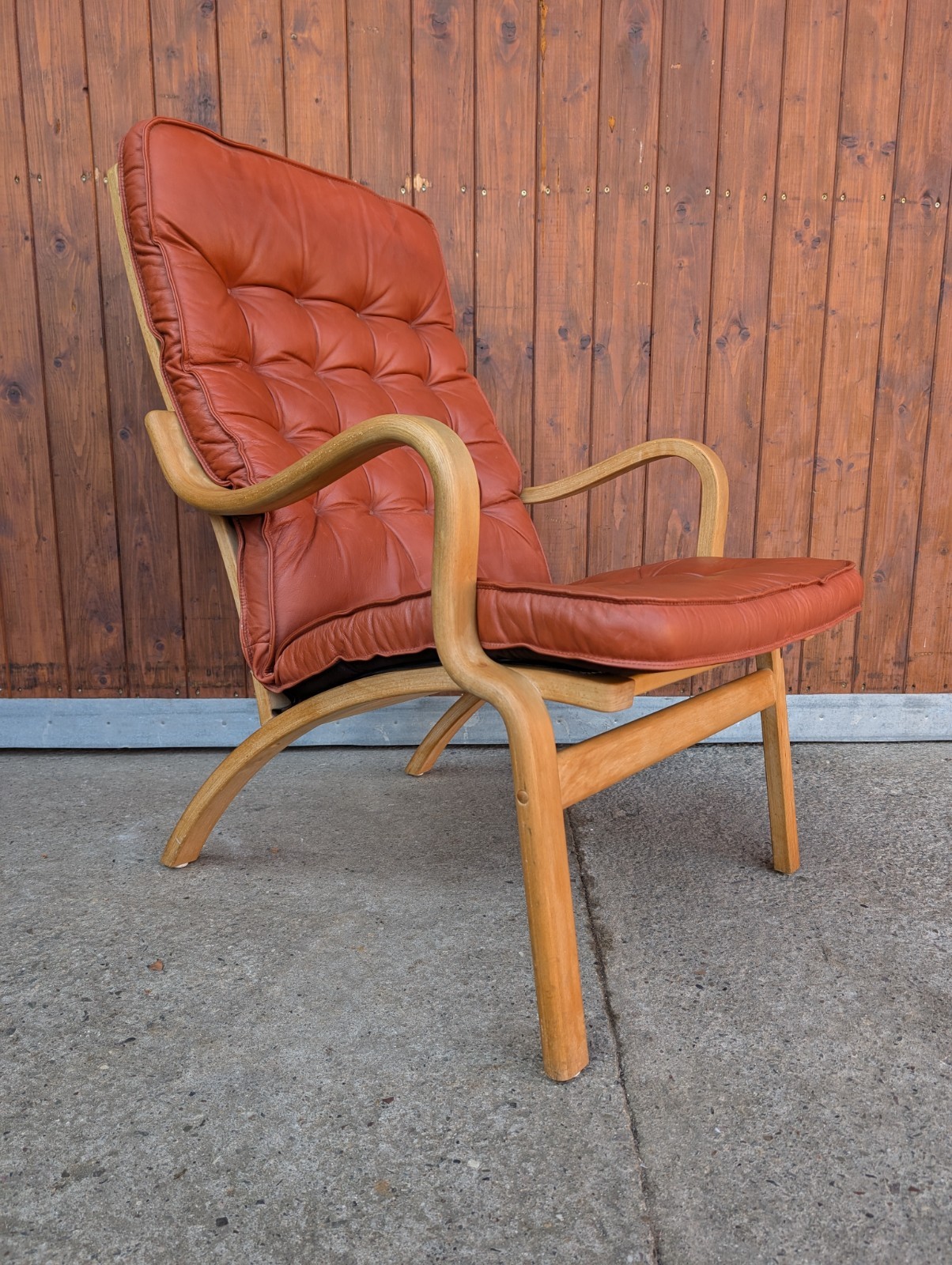 Vintage Leather Chair Stouby 60er Easy Chair Danish Modern