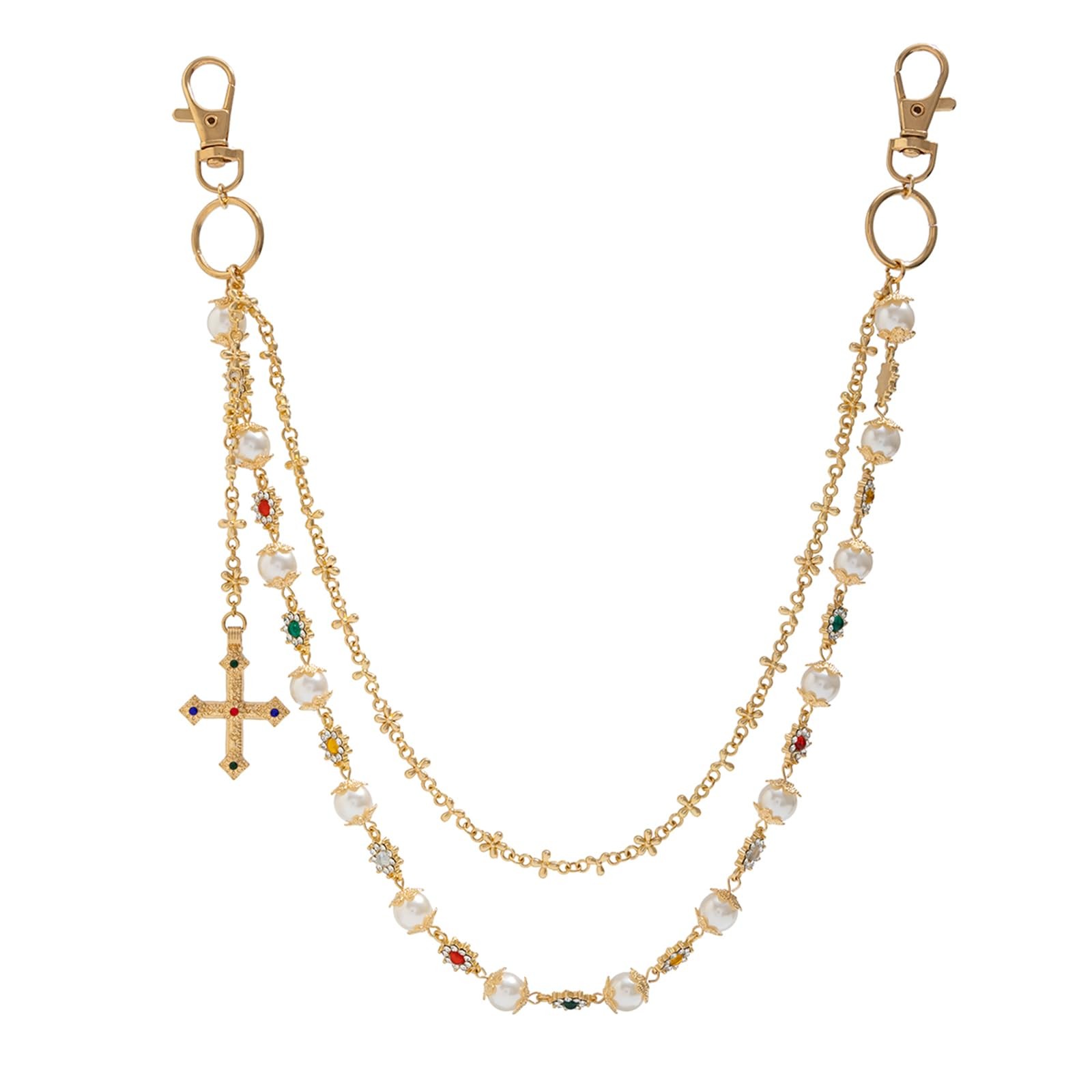 Fashion Layered Pants Wallet Chains, gold link daisy 