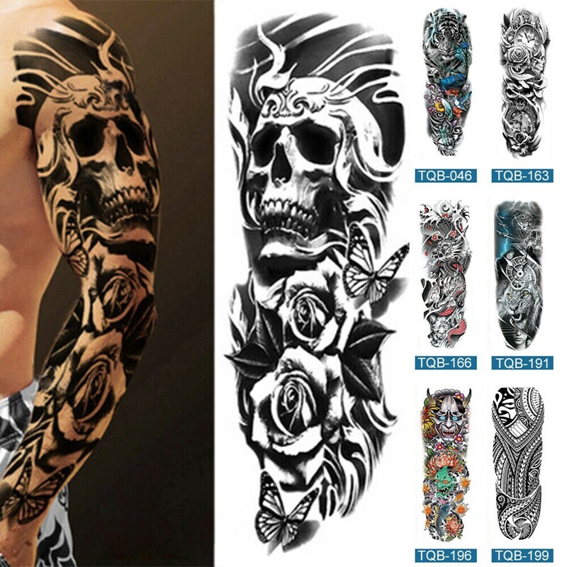 Temporary Full Arm Tattoo Sticker Waterproof Large Leg Fake Tattoos Body Art⇗