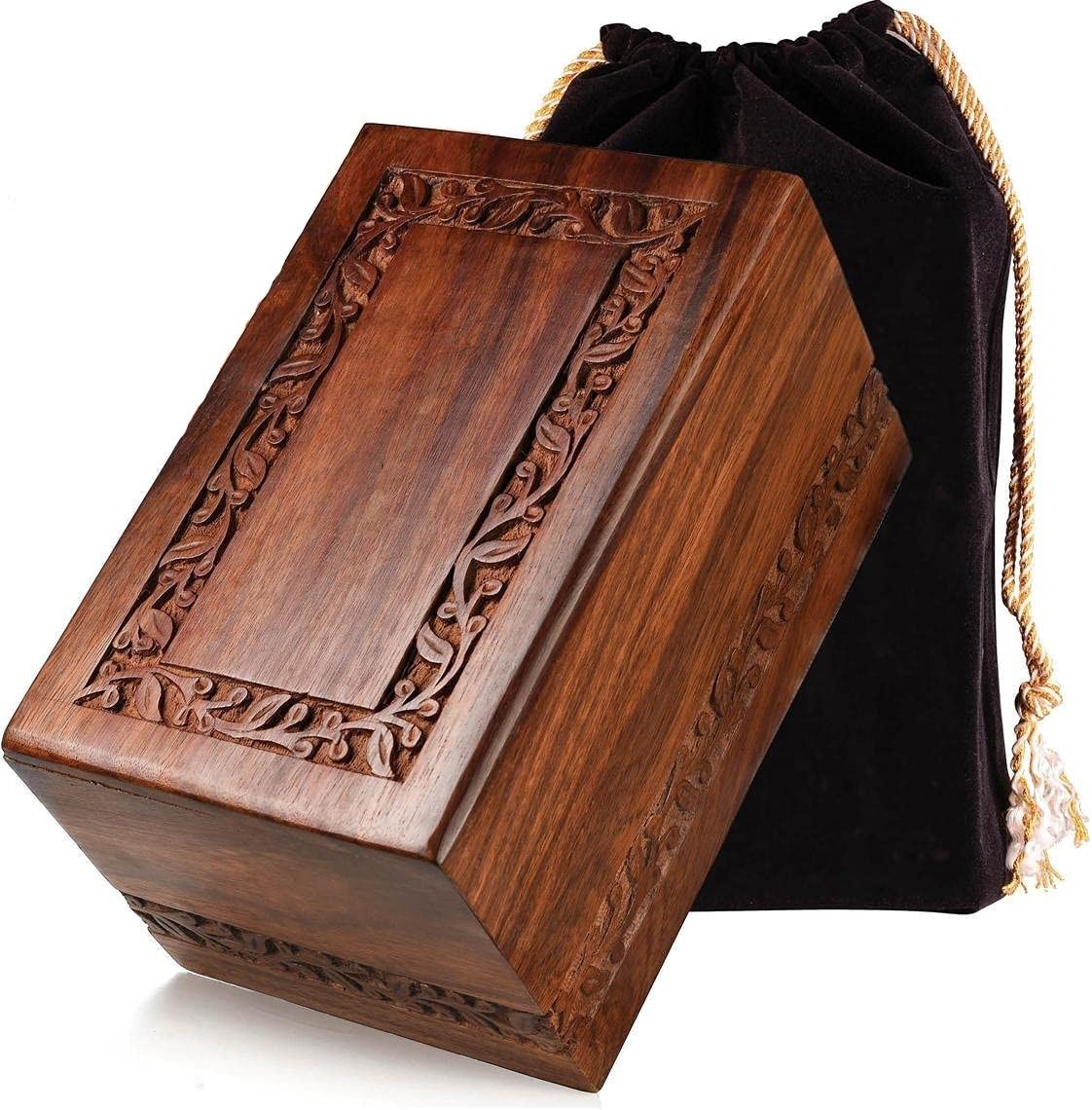 Handcrafted Rosewood Wooden Urn for Human Ashes Adult – 200 Cubic Inch Capaci...