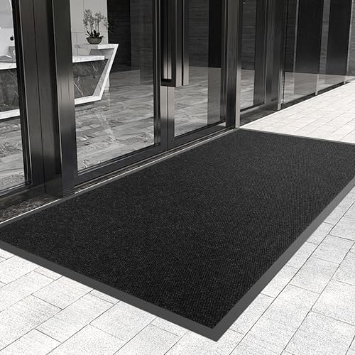 Front Door Mat 48" x 72" Custom Sizes,Heavy Duty Doormat 4ft x 6ft Black Pebble
