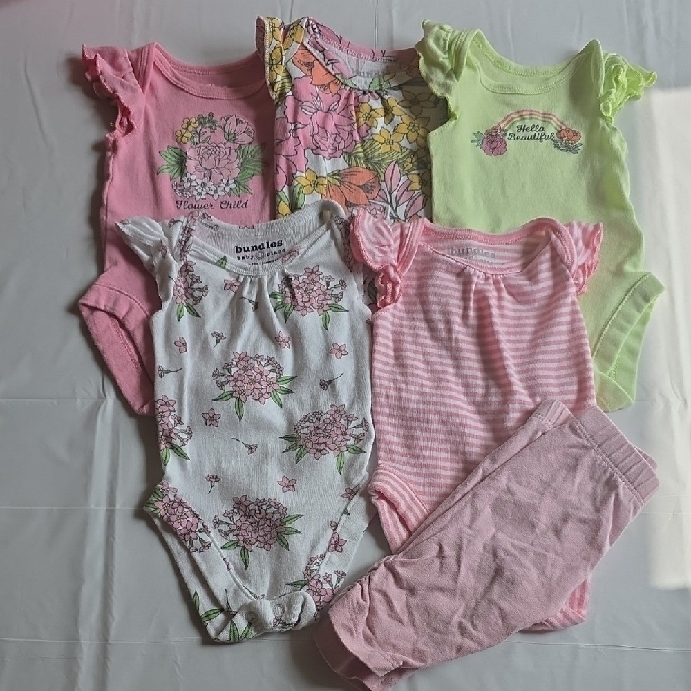 Bundles Baby Place Preemie Up To 7 Lb Bundle of Floral and Striped Bodysuits
