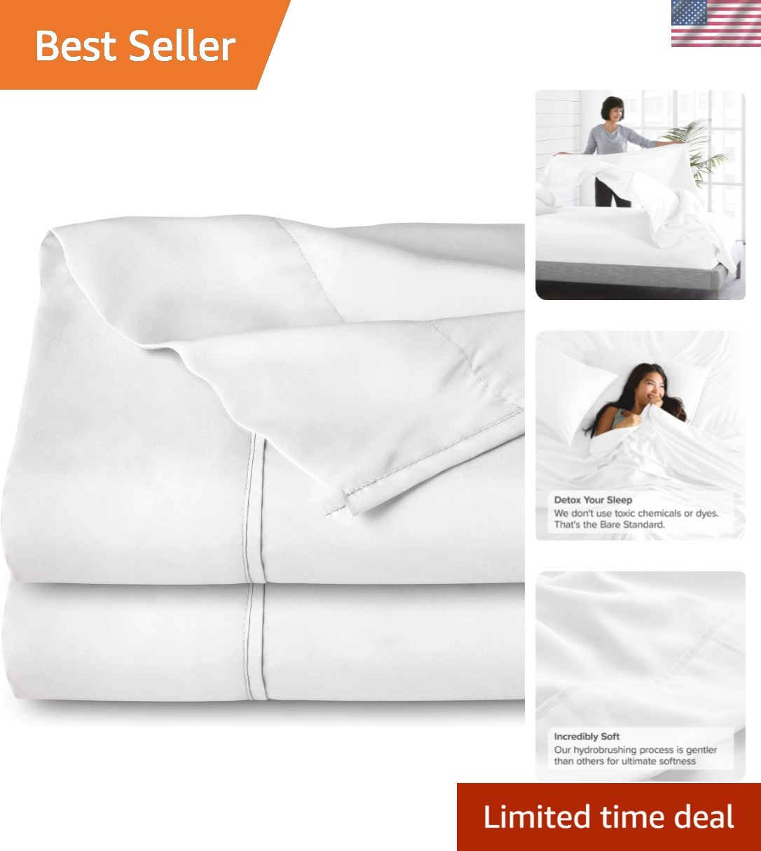 Extra Long Flat Sheet -  1800 Ultra-Soft Top Sheet - Hotel Luxury - Double Br...
