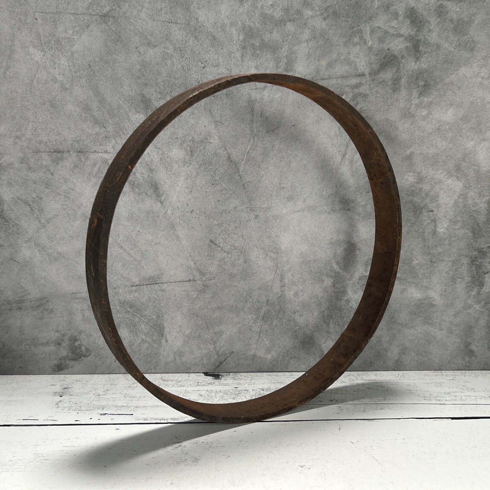 Antique Iron Barrel Hoop 9.25" Diameter 1800s Rustic Metal Ring Farmhouse Decor