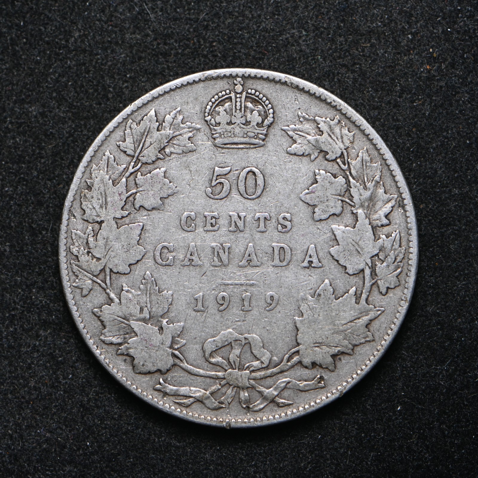 1919 Canada Fifty Cents .925 Silver Coin (cn16572)
