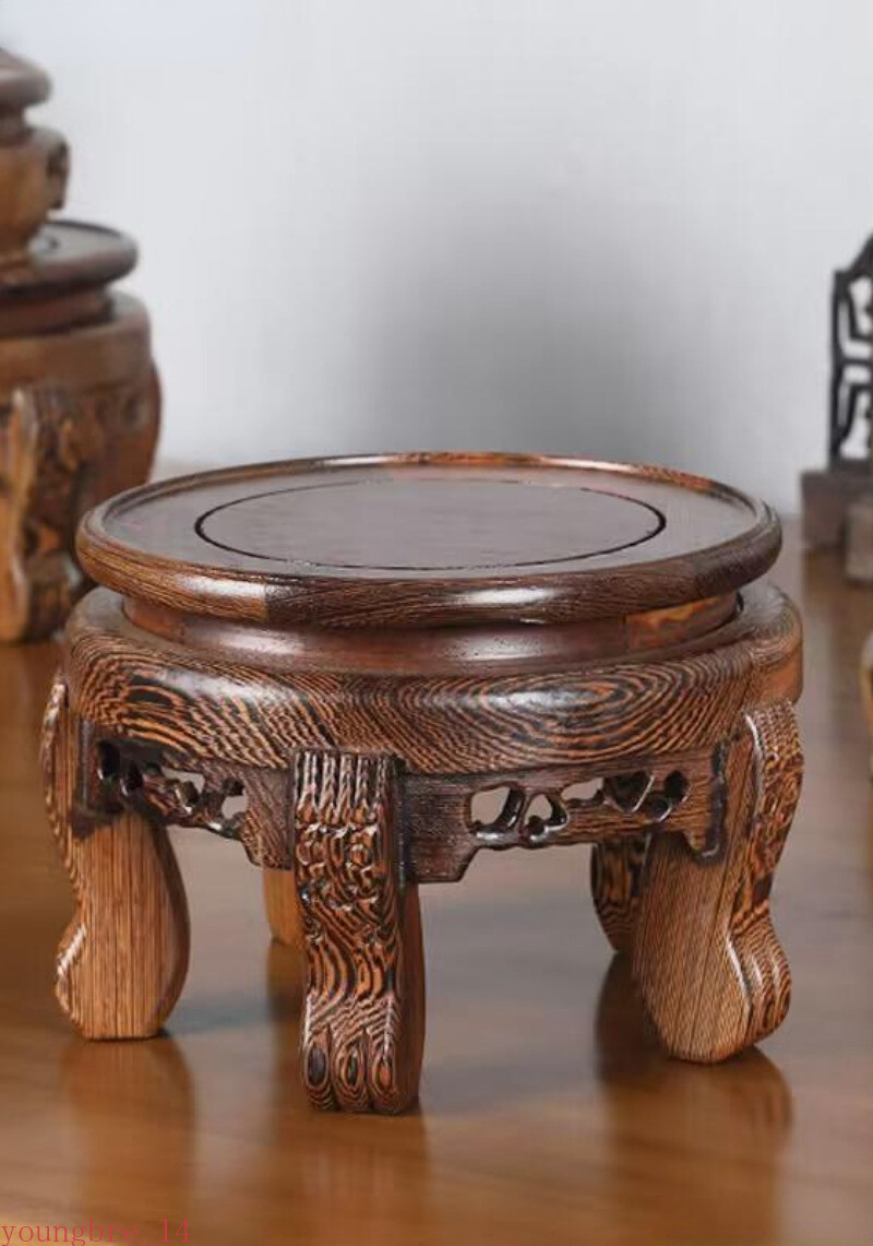 Natural Solid Wood Base Vase Flower Pot Bonsai Plant Decor Shelves Buddha Base